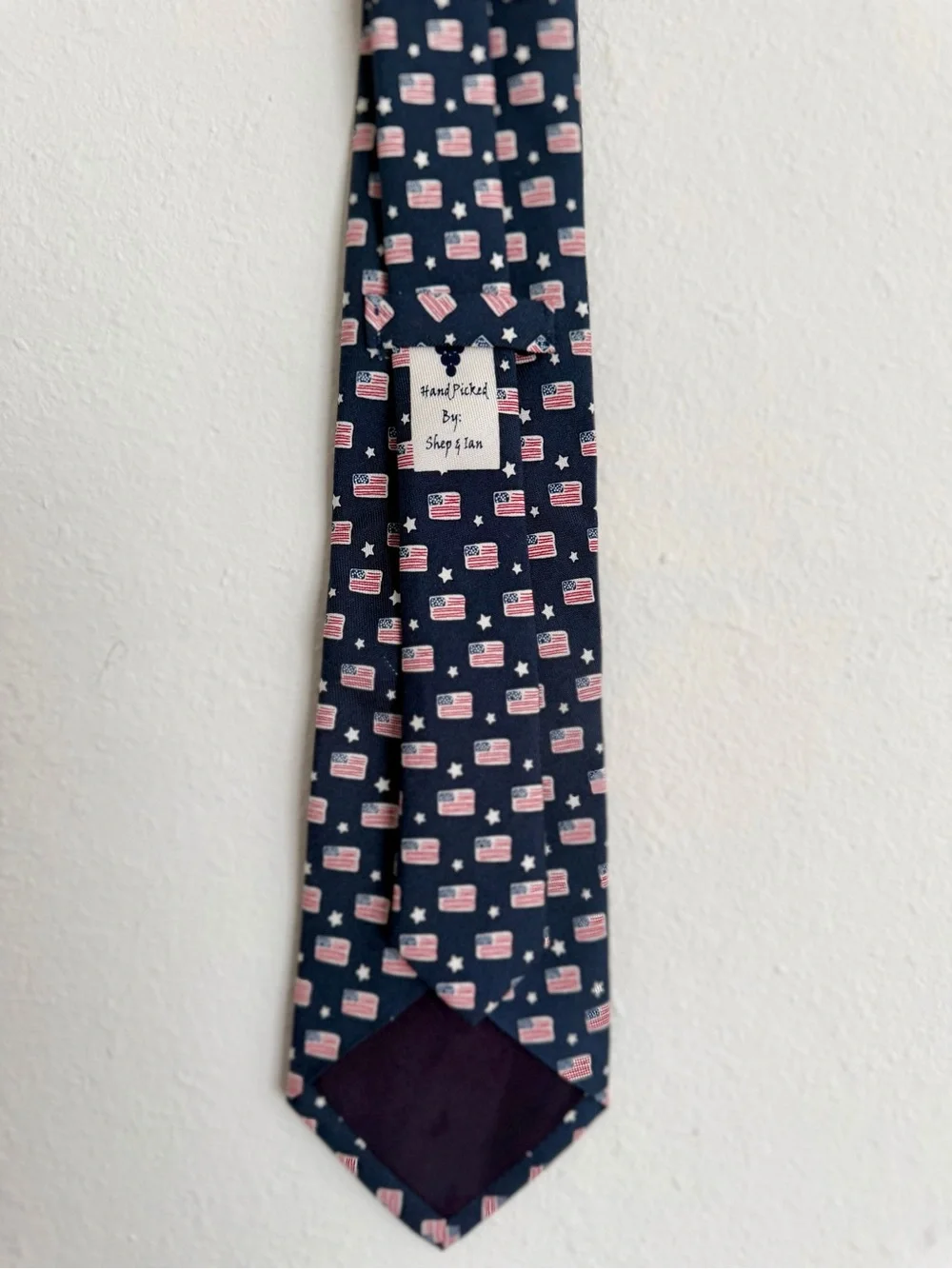 Vineyard Vines Boy’s American Flag Stars Silk Tie Navy Blue Handmade USA